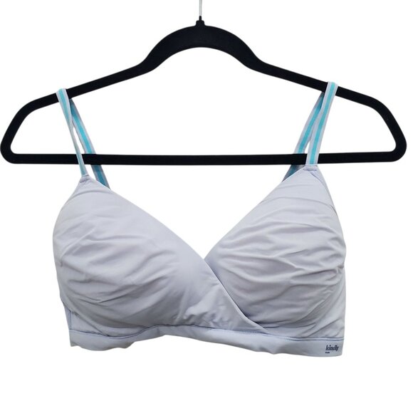 Kindly Yours 40050 Cross-Over Hybrid Halogen Blue Recycled Nylon Wireless Bra XL - Picture 1 of 4